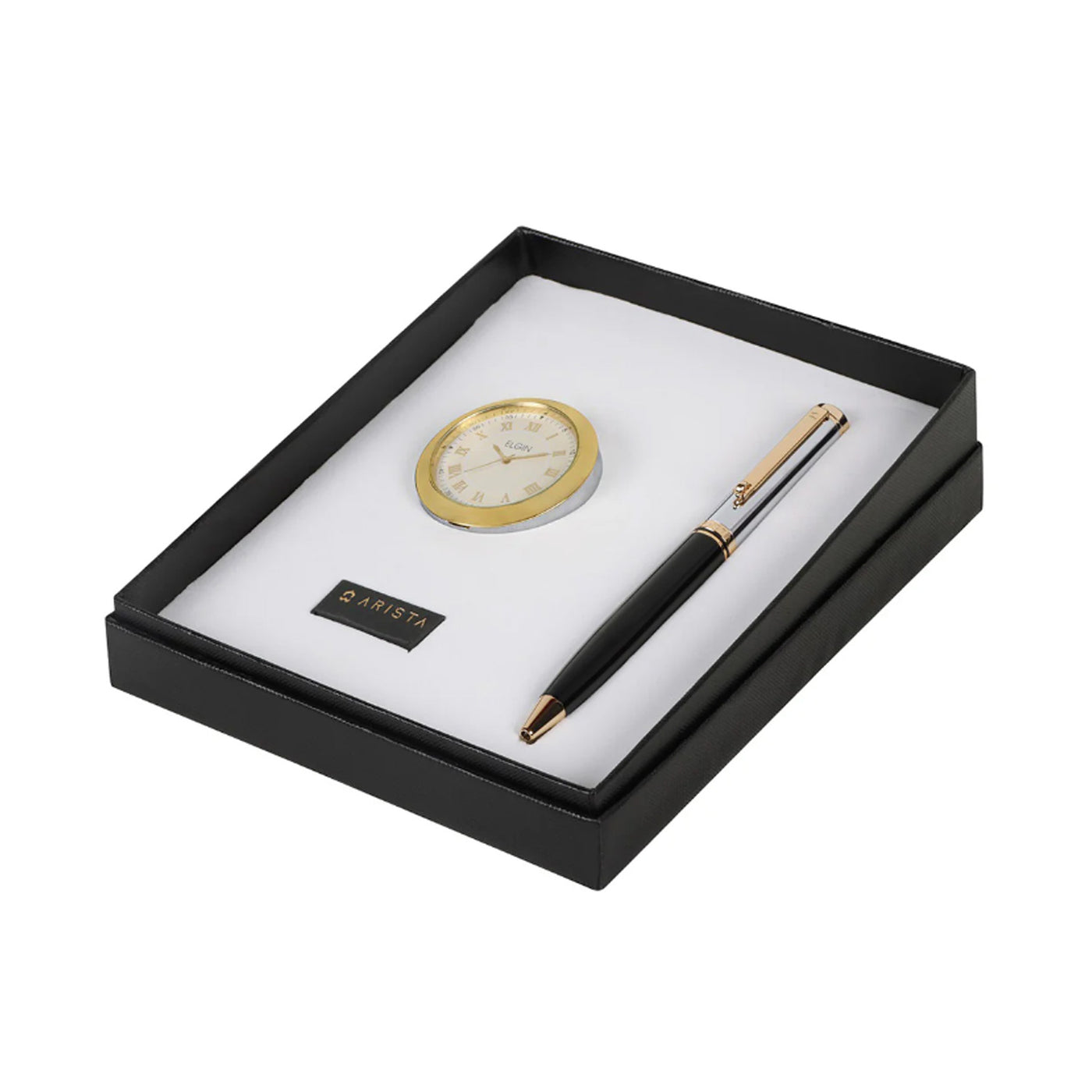 Arista Gift Set - Switch Black & Chrome GT Ball Pen with Table Clock 1