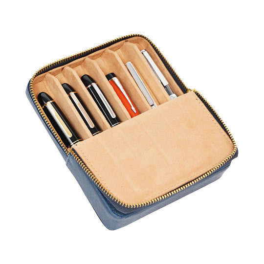 Arista Leatherite 6 Pen Holder - Blue
