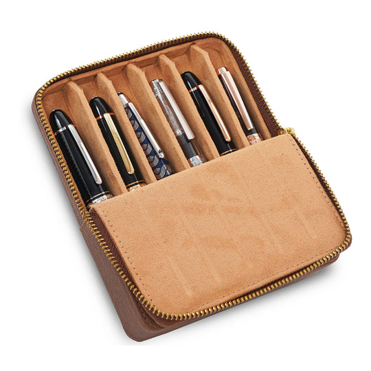 Arista Leatherite 6 Pen Holder - Brown