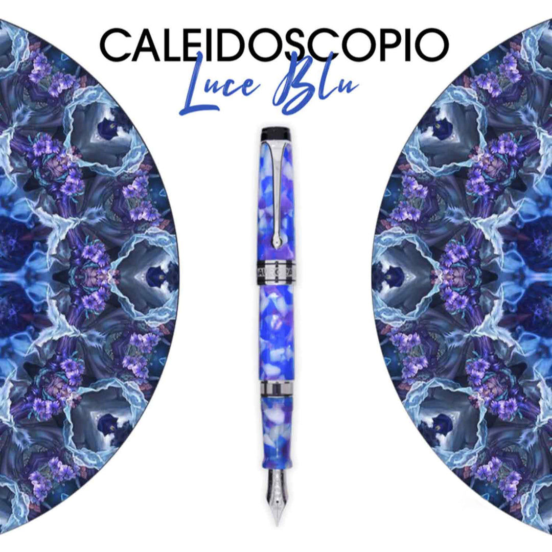 Aurora Optima Caleidoscopio Luce Blu Fountain Pen | Makoba | Aurora
