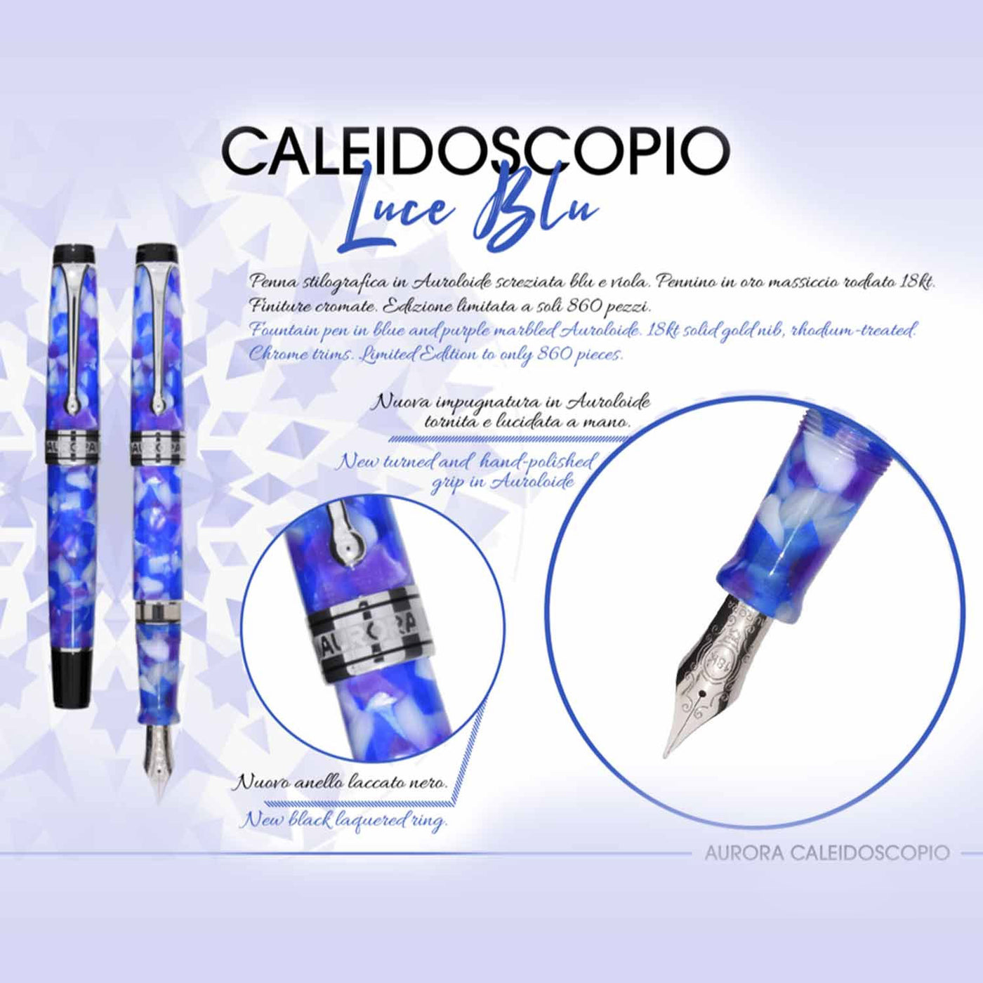 Aurora Optima Caleidoscopio Fountain Pen - Luce Blu (Limited Edition) 6