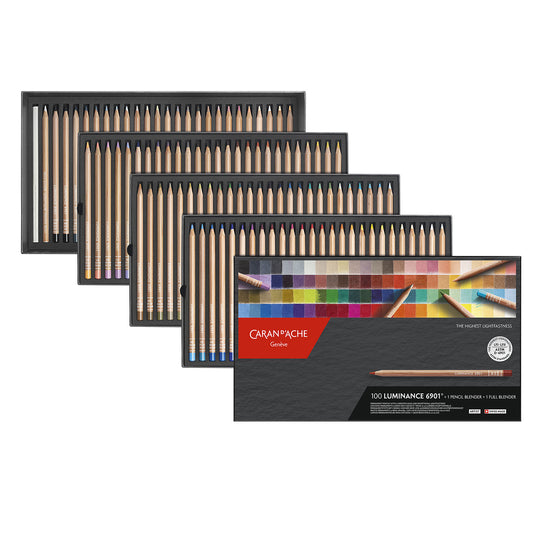 Caran d'Ache Luminance 6901 - Box of 100 Colour Pencils + 2 Blender