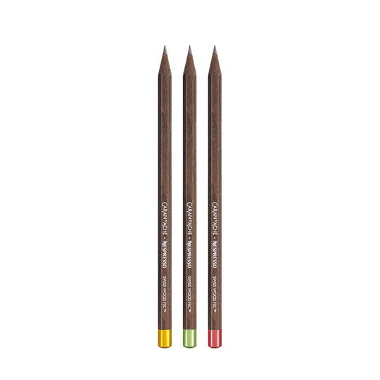 Caran d'Ache Set of 3 Nespresso 4th Edition Swiss Wood Limited Edition Pencil