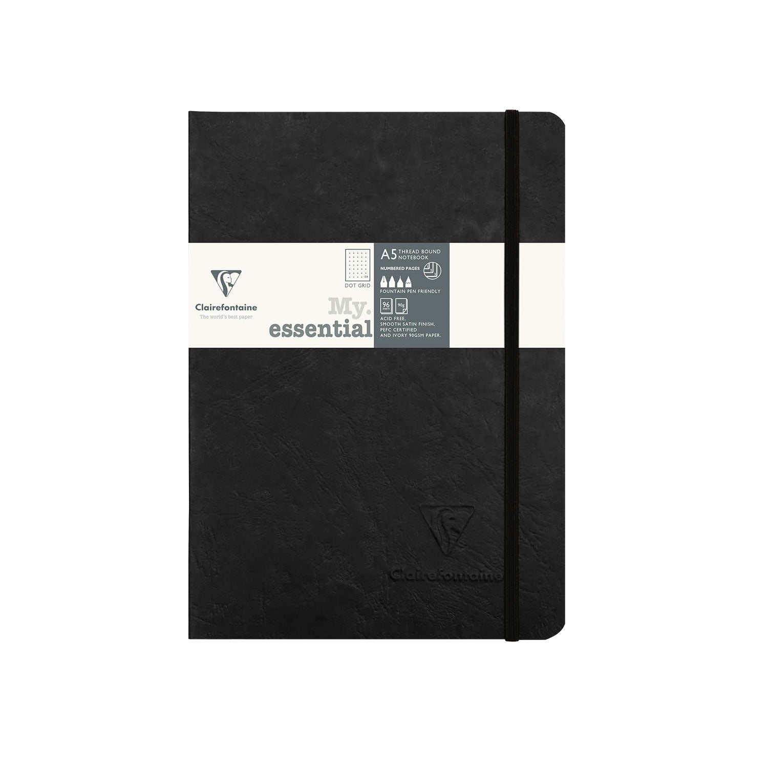 Thread Bound Notebook Clairefontaine My Essential Black Threadbound Notebook - A5, Dotted ...