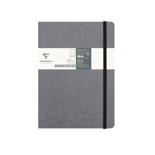 Clairefontaine My Essential Gray Threadbound Notebook - A5, Dotted