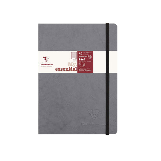 Clairefontaine My Essential Gray Threadbound Notebook - A5, Ruled