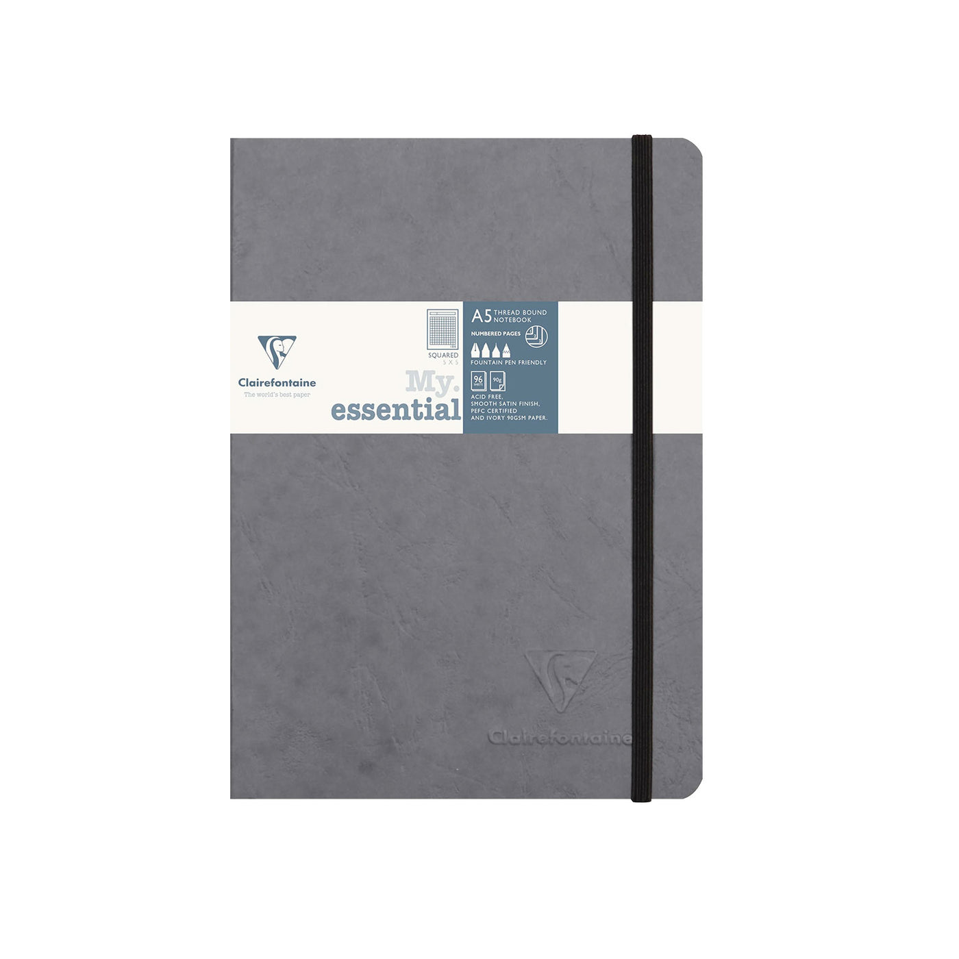 Thread Bound Notebook Clairefontaine My Essential Gray Threadbound Notebook - A5, Squared ...