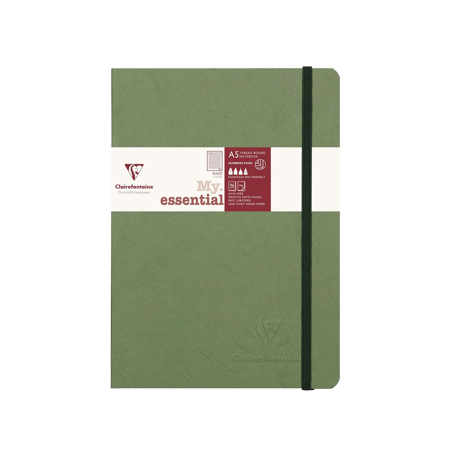 Thread Bound Notebook Clairefontaine My Essential Green Threadbound Notebook - A5, Ruled – Makoba