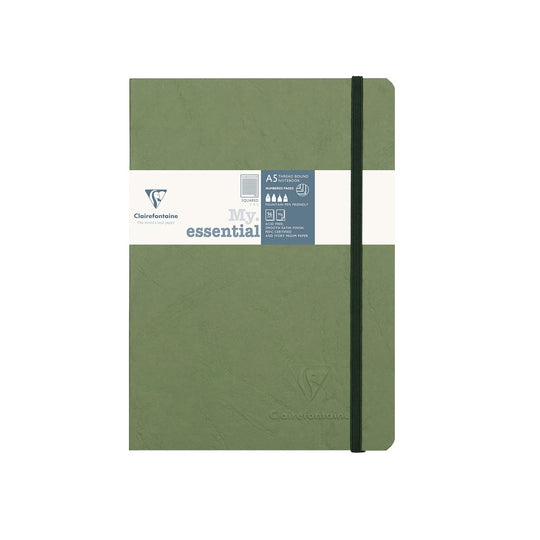 Clairefontaine My Essential Green Threadbound Notebook - A5, Squared