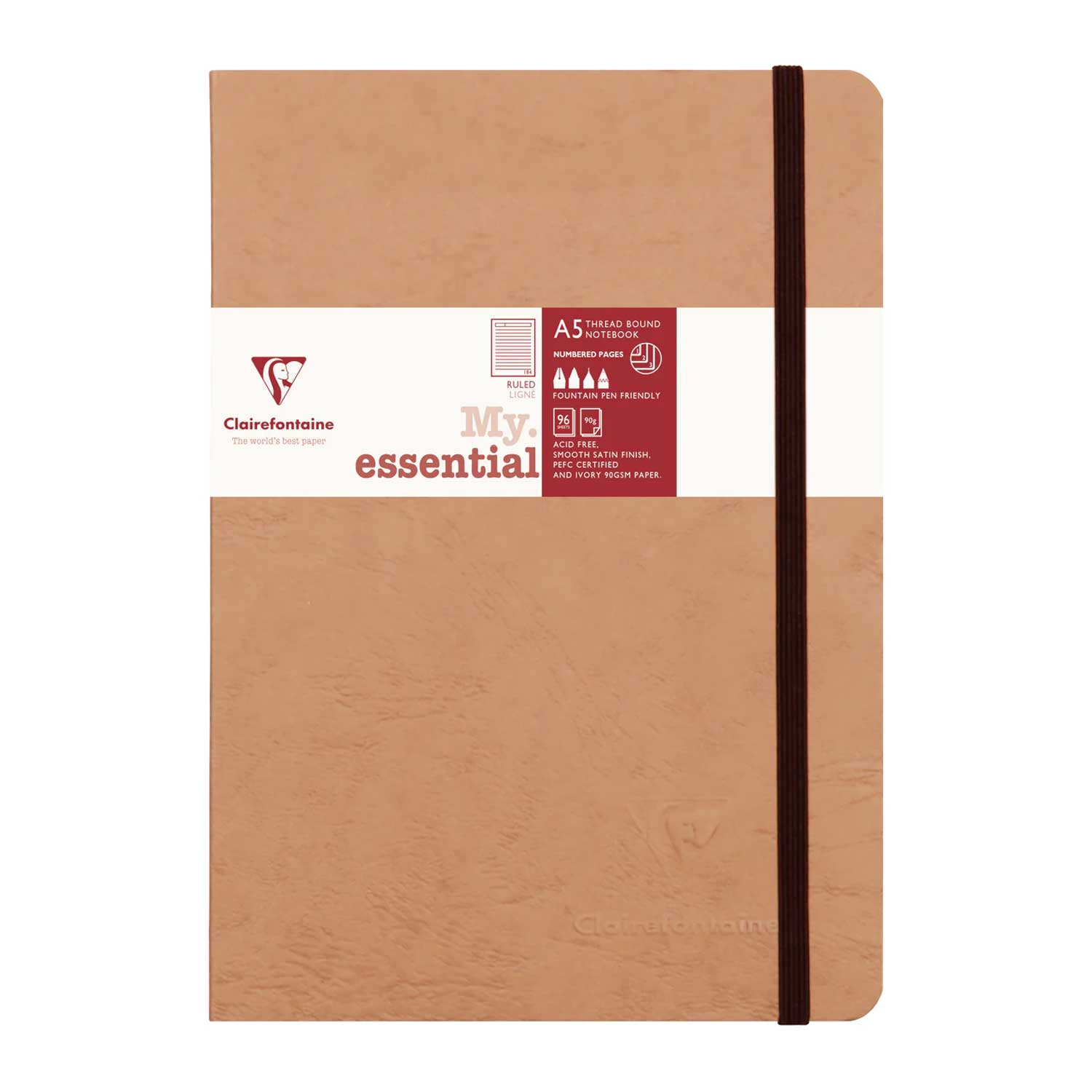Thread Bound Notebook Clairefontaine My Essential Tobacco Threadbound Notebook - A5, Ruled ...