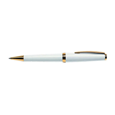 Cleo Skribent Classic Ball Pen, White / Gold Trim 2