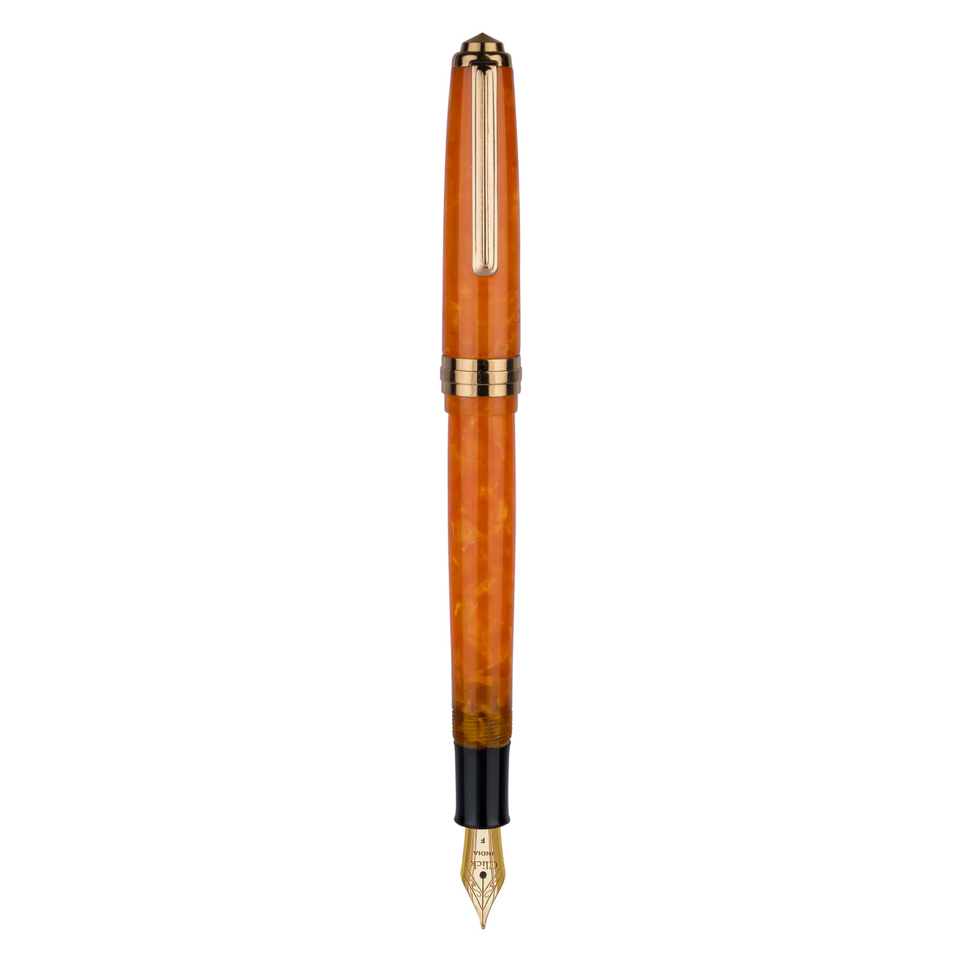 Click Falcon Premium Acrylic Fountain Pen - Sunburst Orange GT