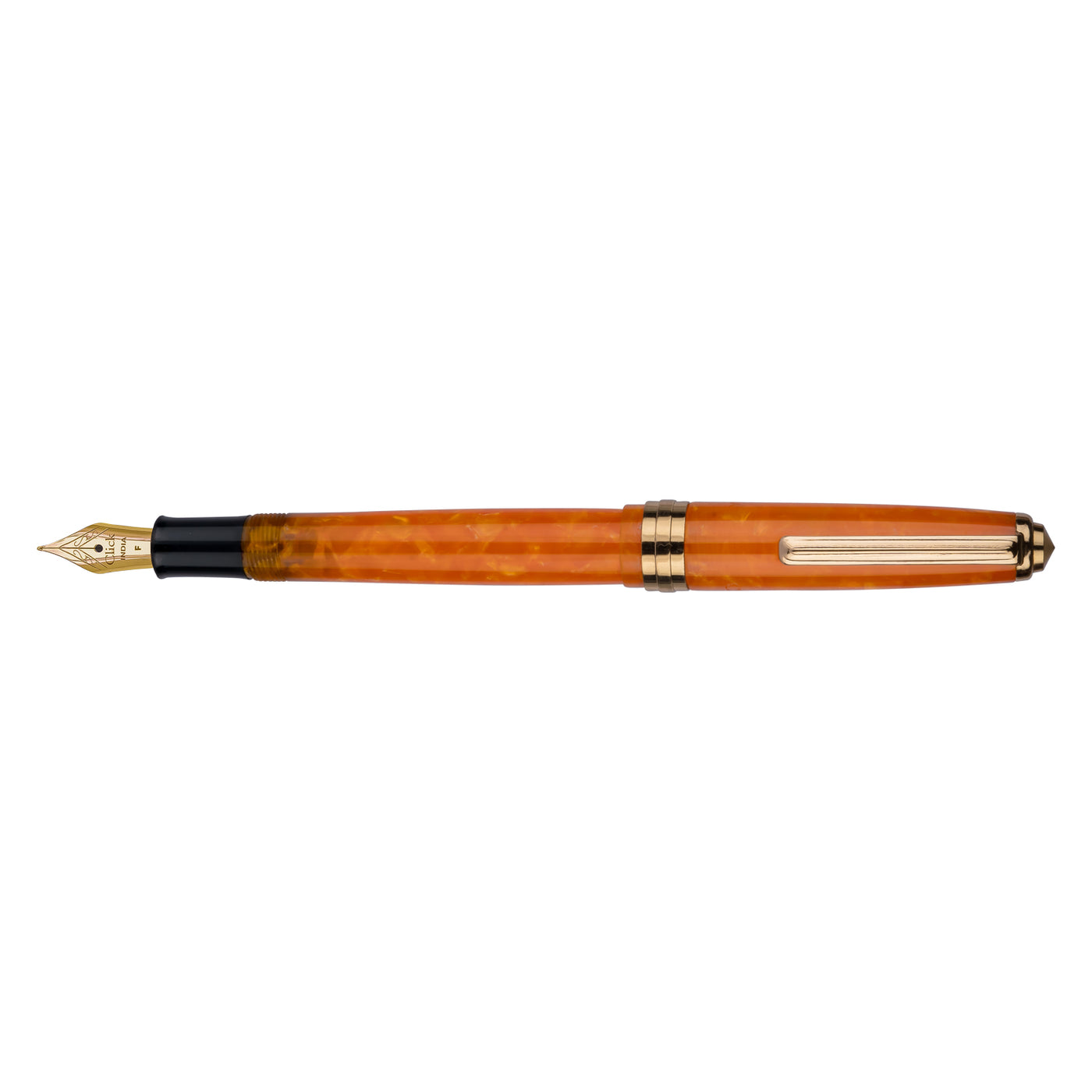 Click Falcon Premium Acrylic Fountain Pen - Sunburst Orange GT