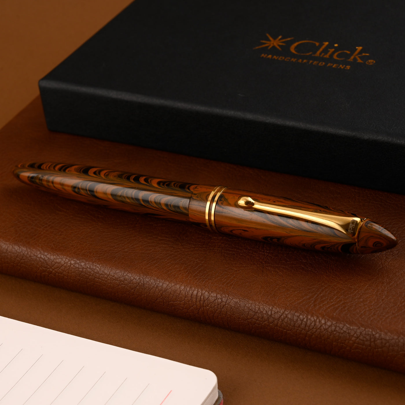 Click Yen Ebonite Fountain Pen - Brown Black GT