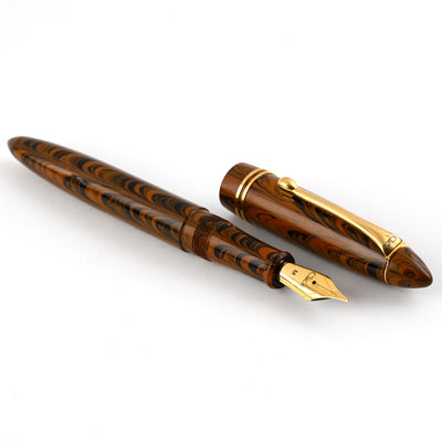 Click Yen Ebonite Fountain Pen - Brown Black GT