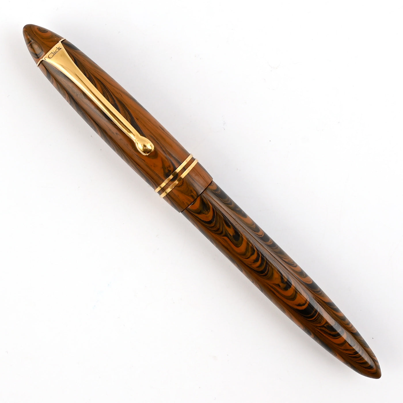Click Yen Ebonite Fountain Pen - Brown Black GT