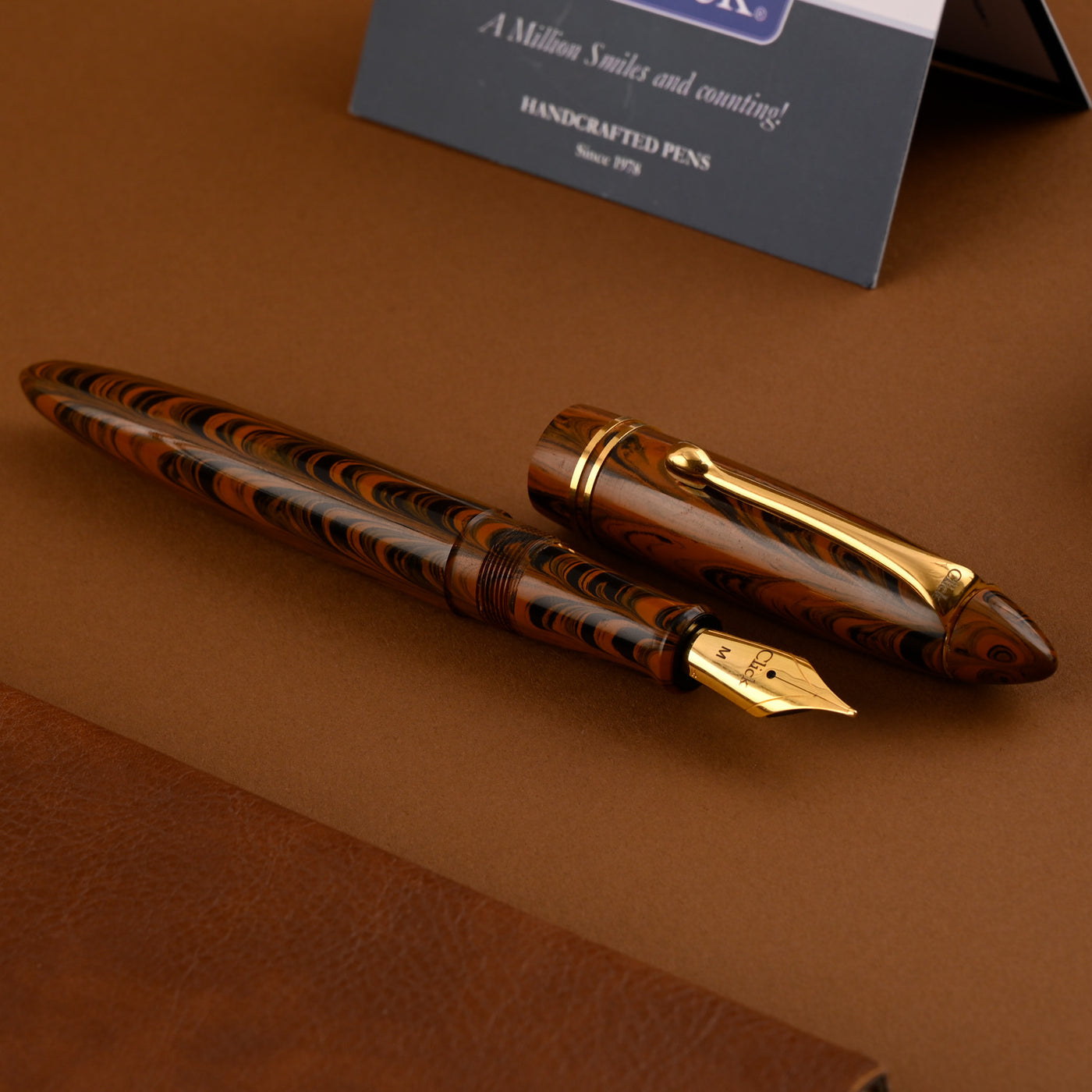 Click Yen Ebonite Fountain Pen - Brown Black GT