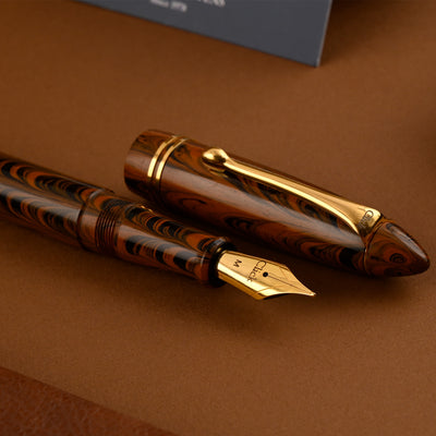 Click Yen Ebonite Fountain Pen - Brown Black GT