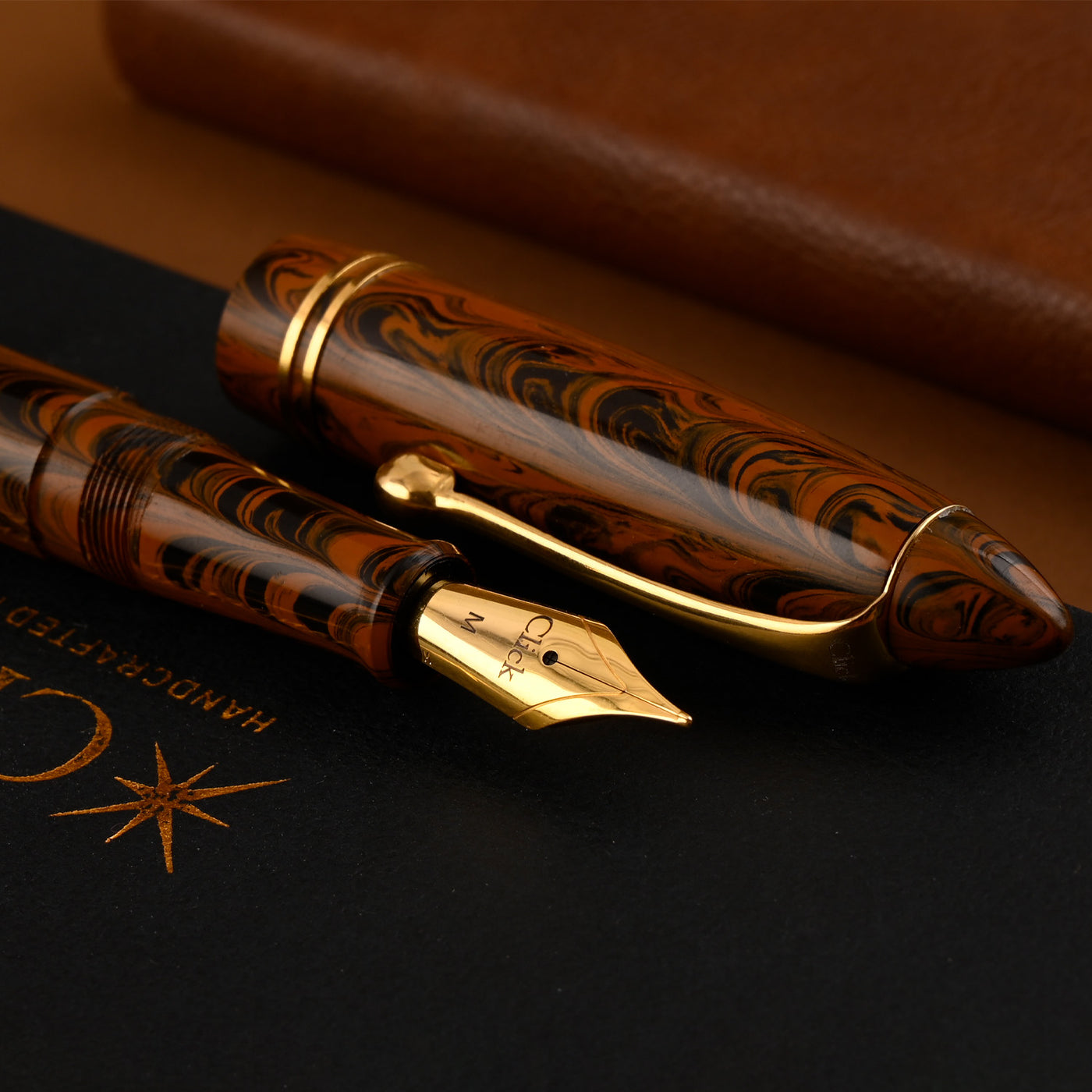 Click Yen Ebonite Fountain Pen - Brown Black GT
