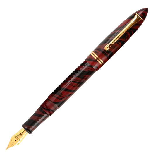 Click Yen Ebonite Fountain Pen - Maroon Black Swirl GT
