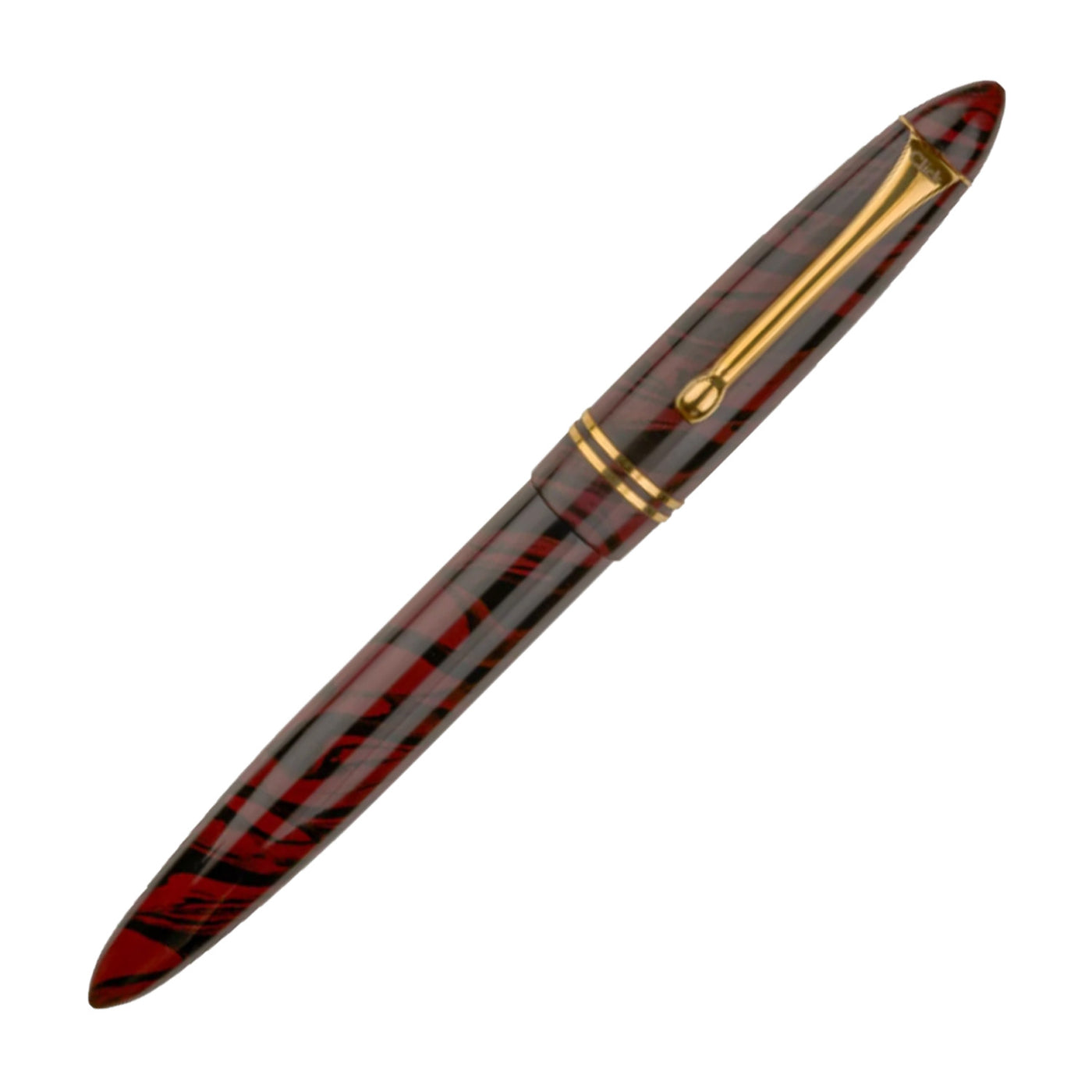 Click Yen Ebonite Fountain Pen - Maroon Black Swirl GT 4