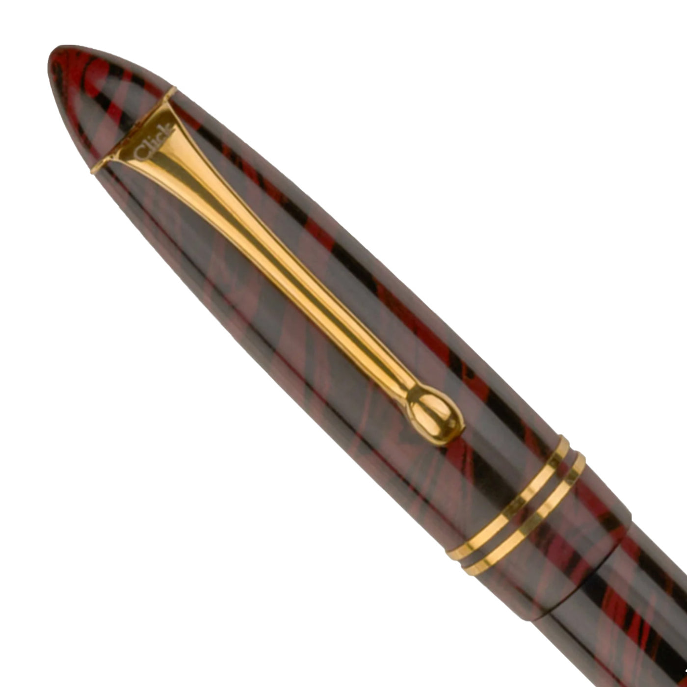 Click Yen Ebonite Fountain Pen - Maroon Black Swirl GT 5