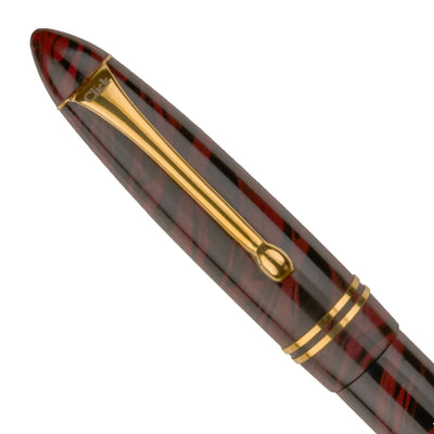 Click Yen Ebonite Fountain Pen - Maroon Black Swirl GT 5