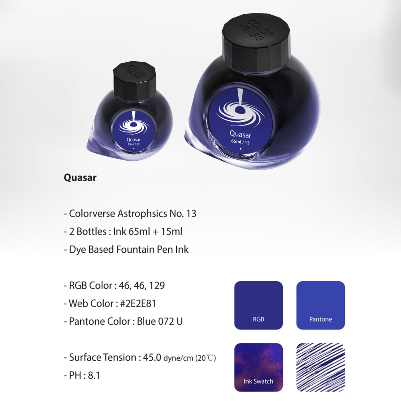 Colorverse Astrophysics Quasar Ink Bottle Dark Blue - 65ml + 15ml 2