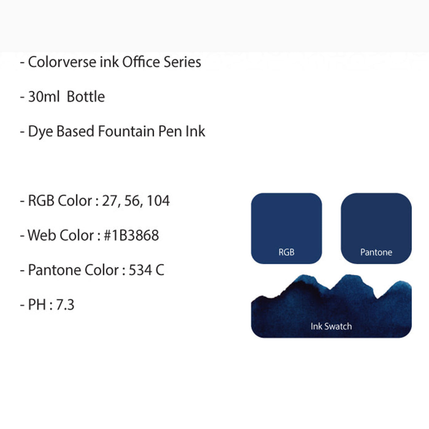 Colorverse Basic Office Series Ink Bottle, Blue Black - 30ml