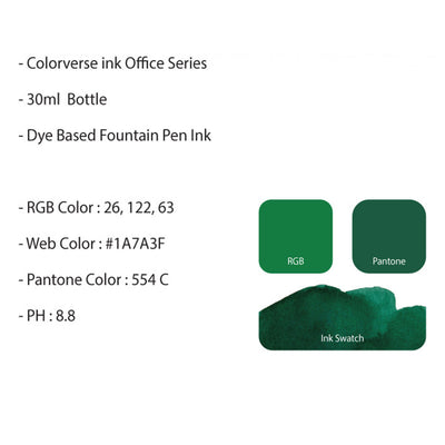 Colorverse Basic Office Series Ink Bottle Green - 30ml 4