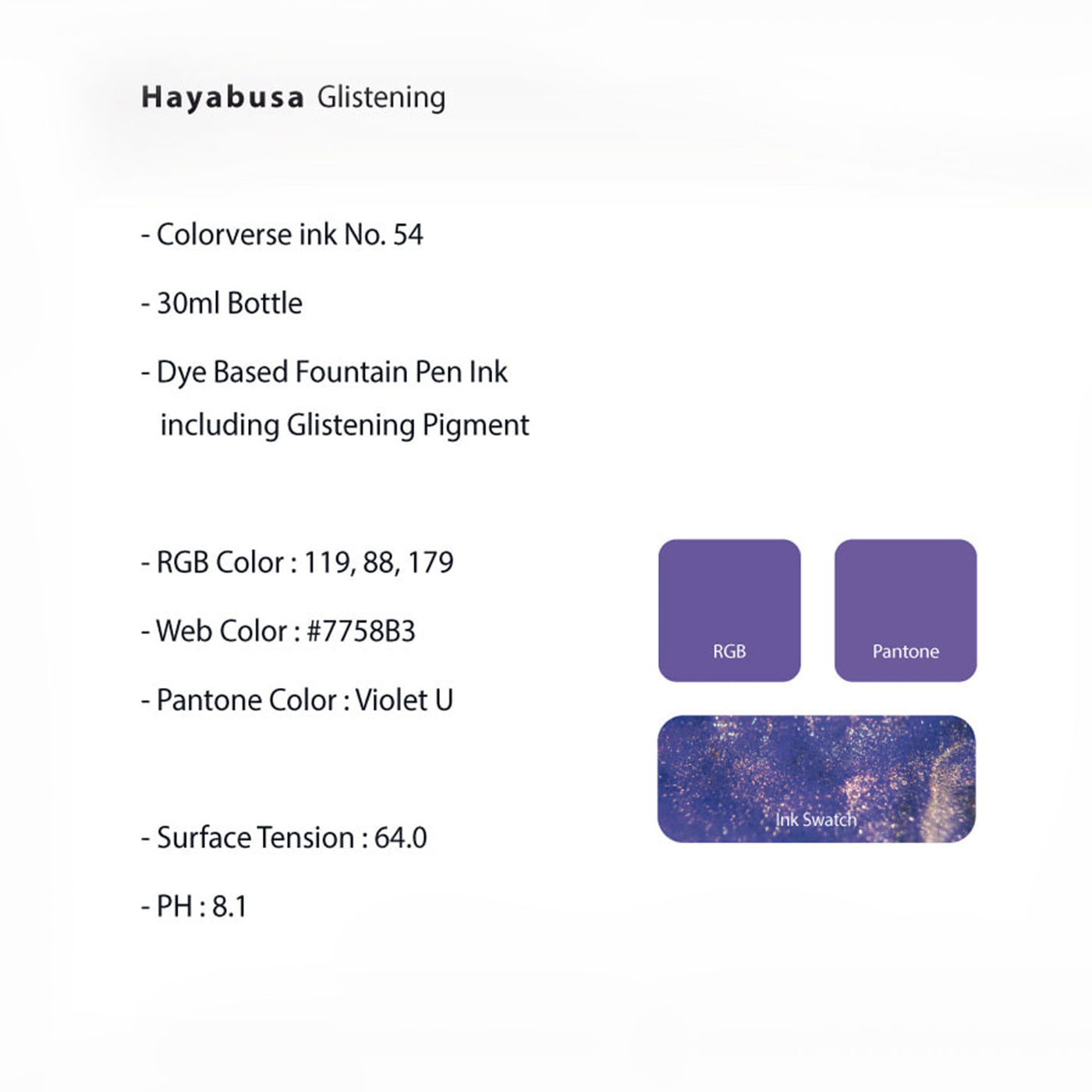 Colorverse Glistening Hayabusa Ink Bottle Purple - 30ml 4