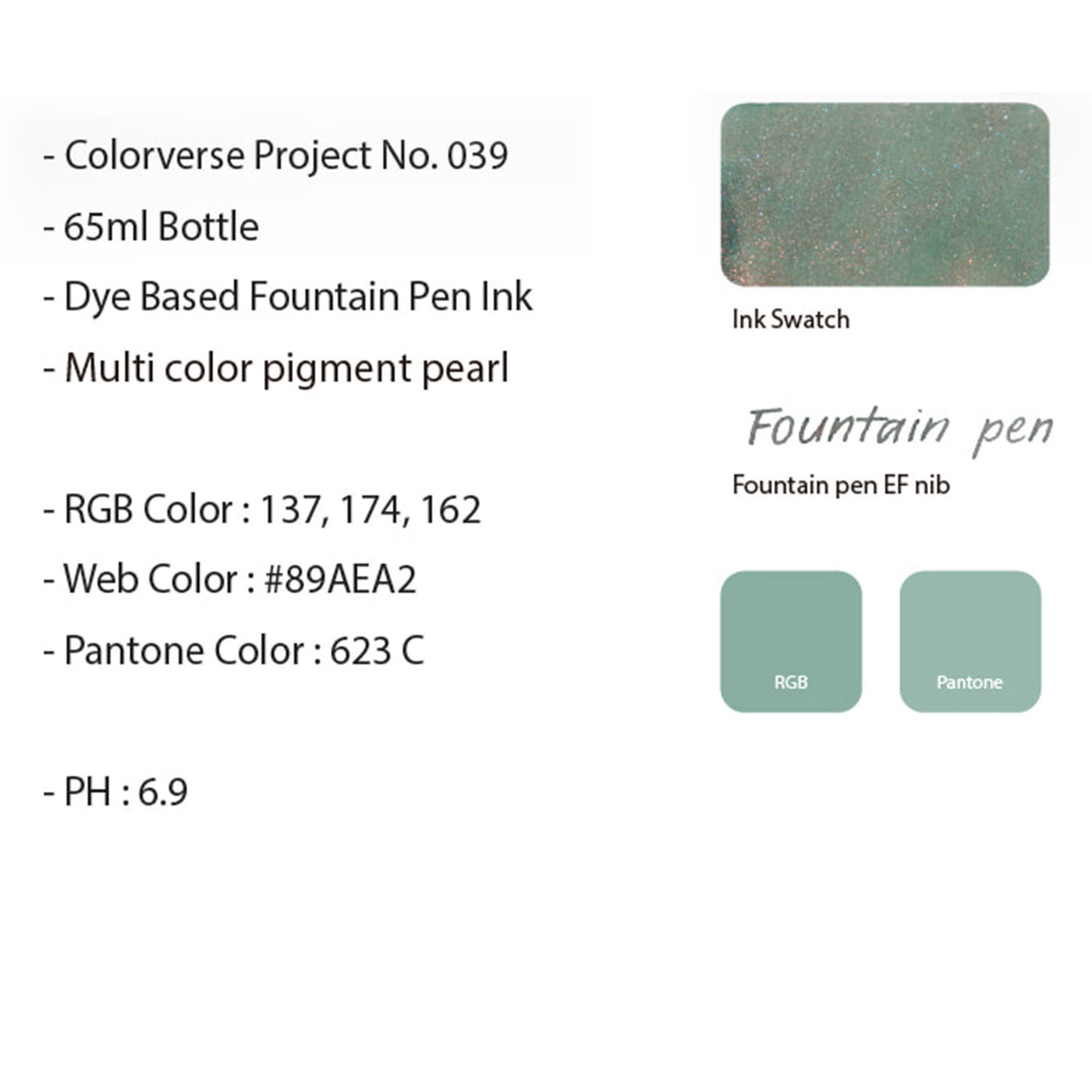 Colorverse Cat's Eye Nebula Ink Bottle, Glistening Light Green - 65ml