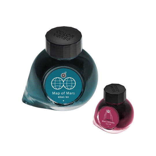 Colorverse Red Planet Map of Mars & Mars Attacks Ink Bottle, Turquoise (65ml) + Burgundy (15ml)