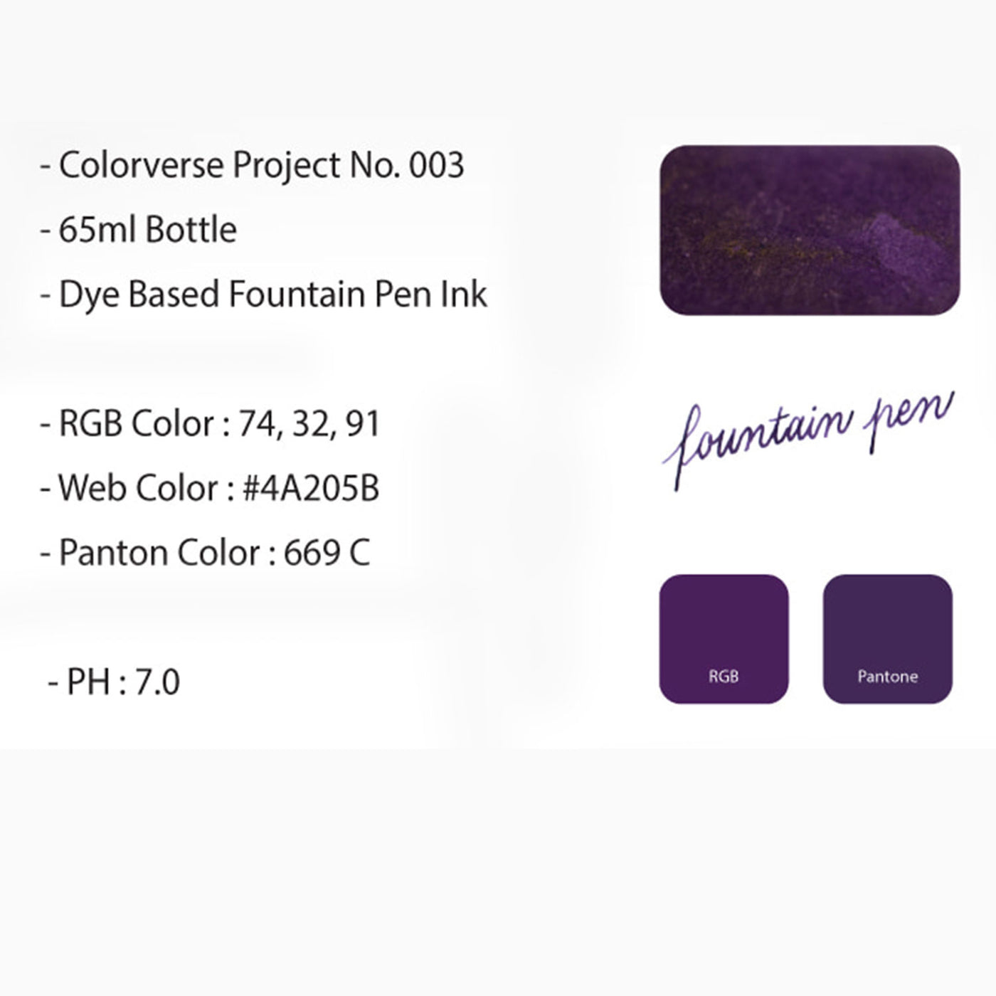 Colorverse Project Series Deep Purple Ink Bottle - 65ml