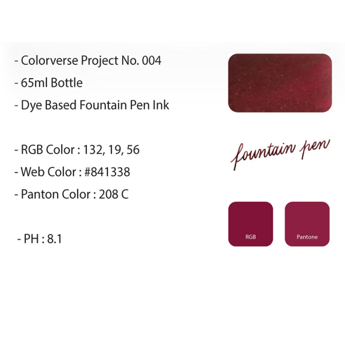 Colorverse Project Series Dirty Red Ink Bottle - 65ml 4