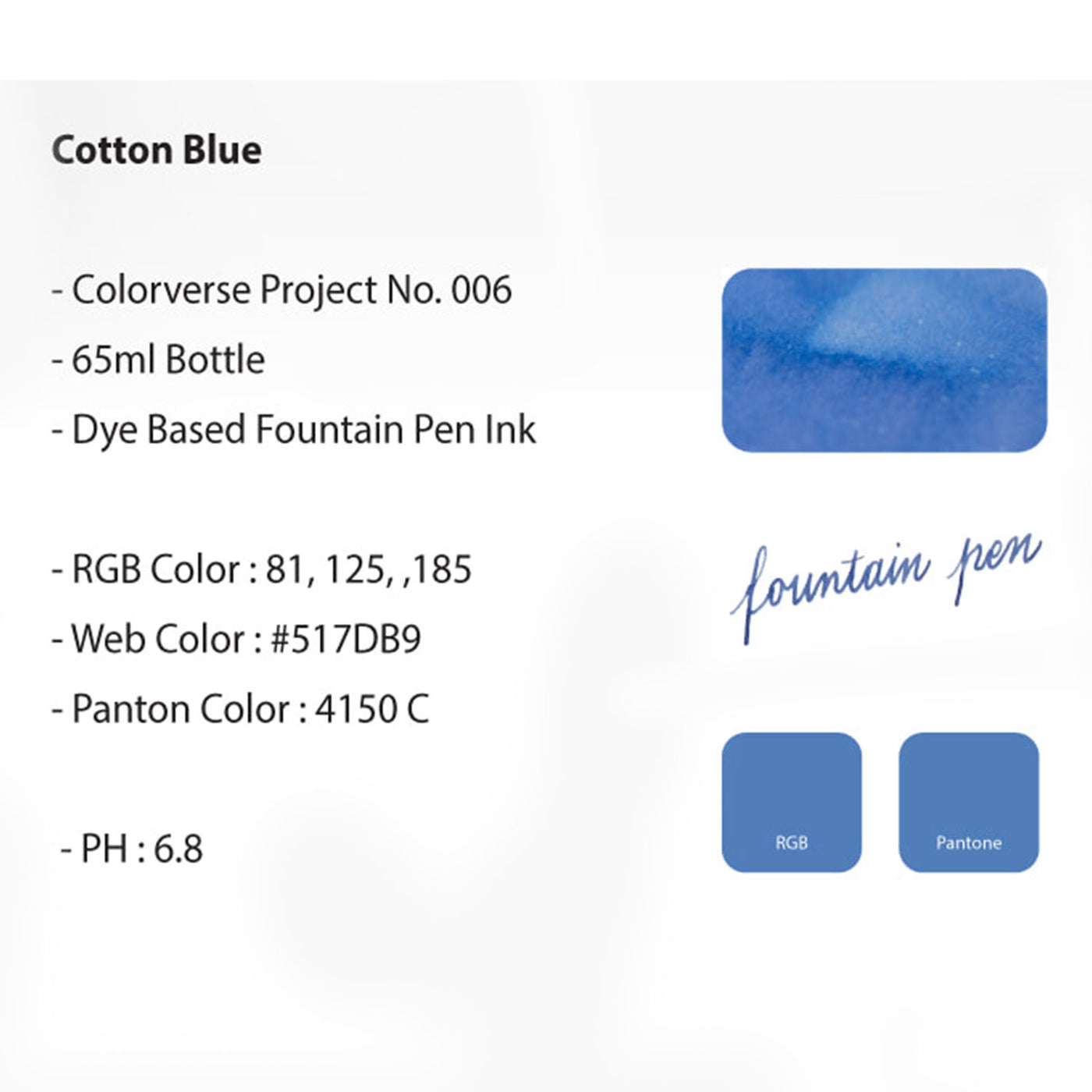 Colorverse Project Series Cotton Blue Ink Bottle - 65ml 4