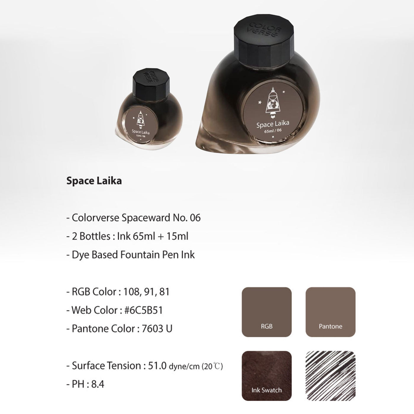 Colorverse Spaceward Space Laika Ink Bottle Dark Brown - 65ml + 15ml 2