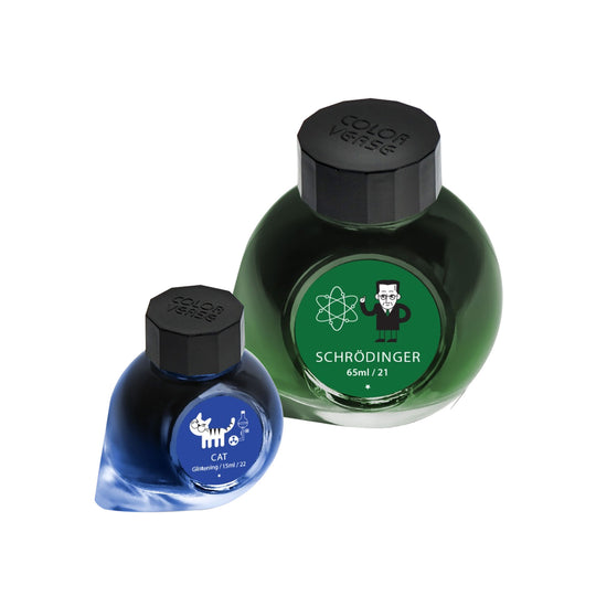 Colorverse Multiverse Schrodinger & Cat Ink Bottle, Green (65ml) + Glistening Blue (15ml)
