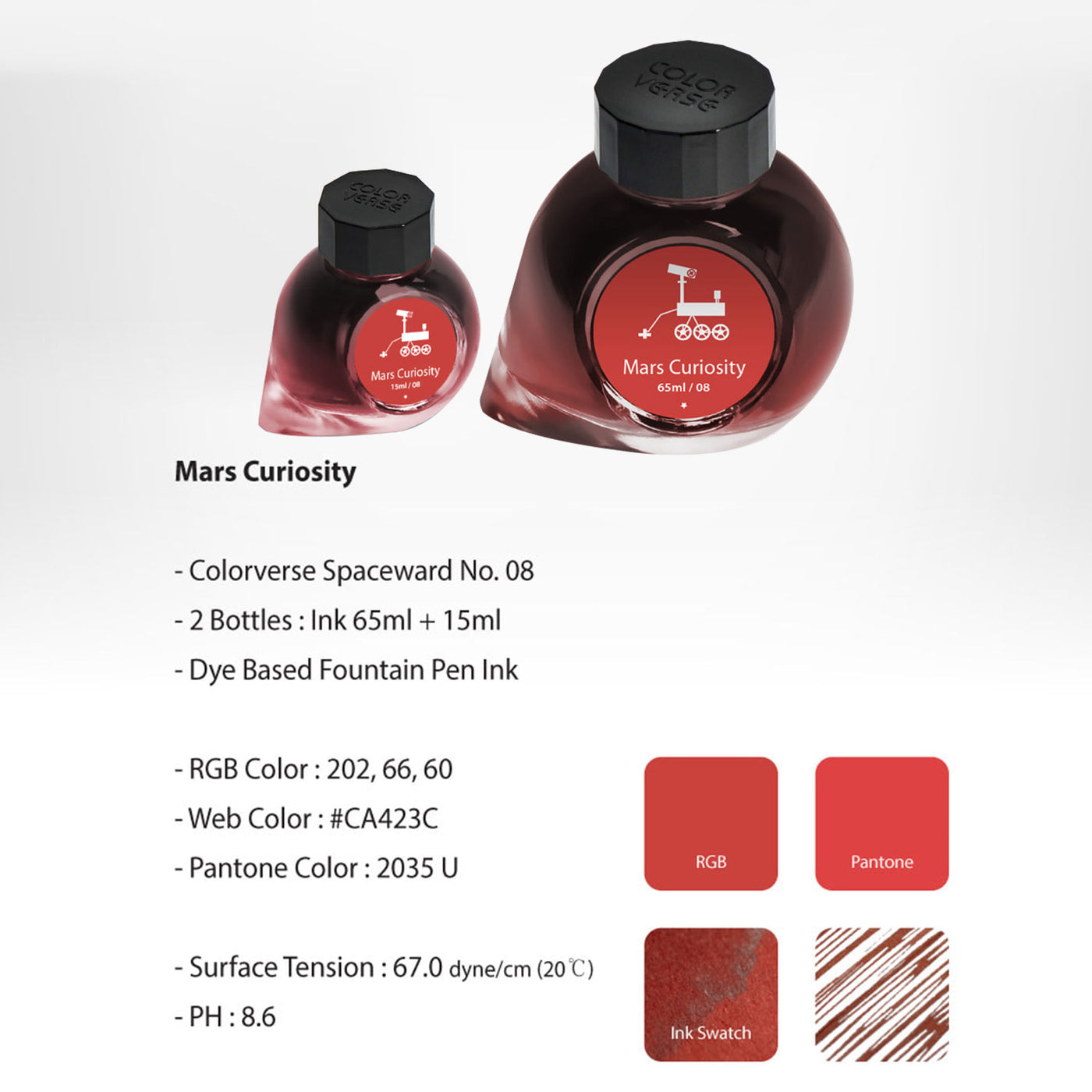 Colorverse Spaceward Mars Curiosity Ink Bottle Red - 65ml + 15ml 2