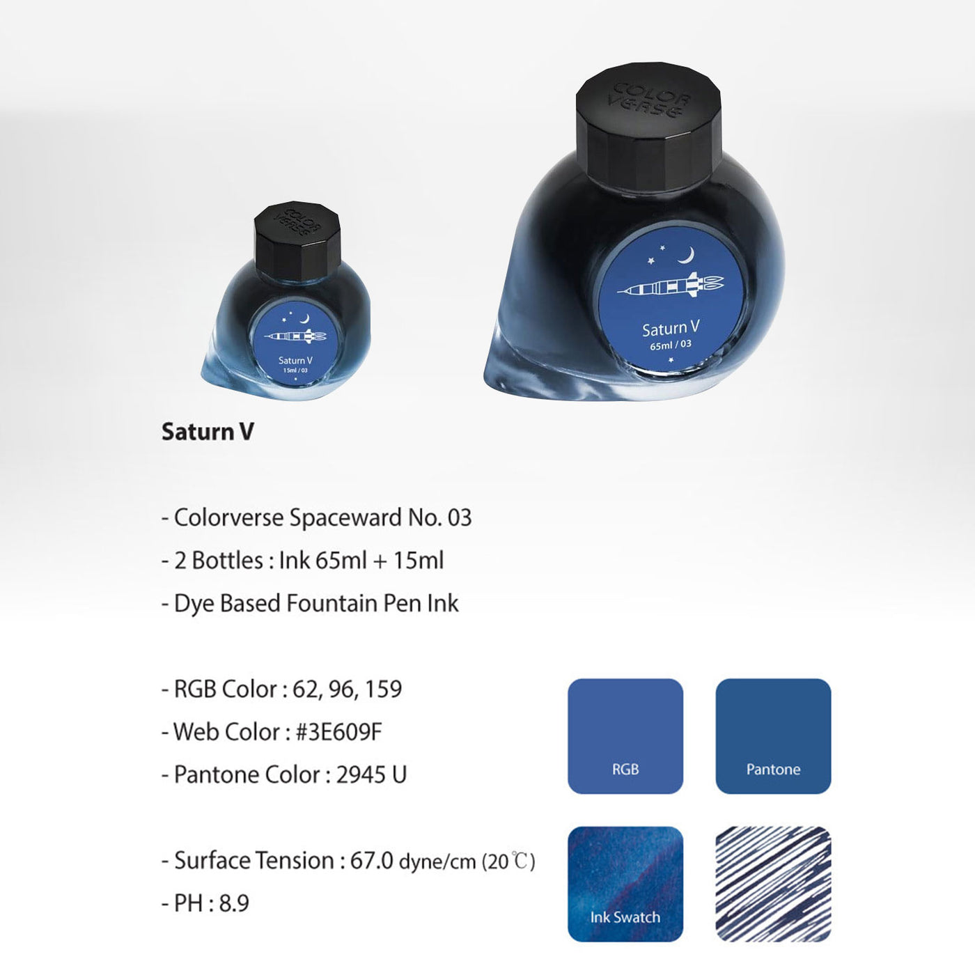 Colorverse Spaceward Saturn V Ink Bottle Dark Blue - 65ml + 15ml 2