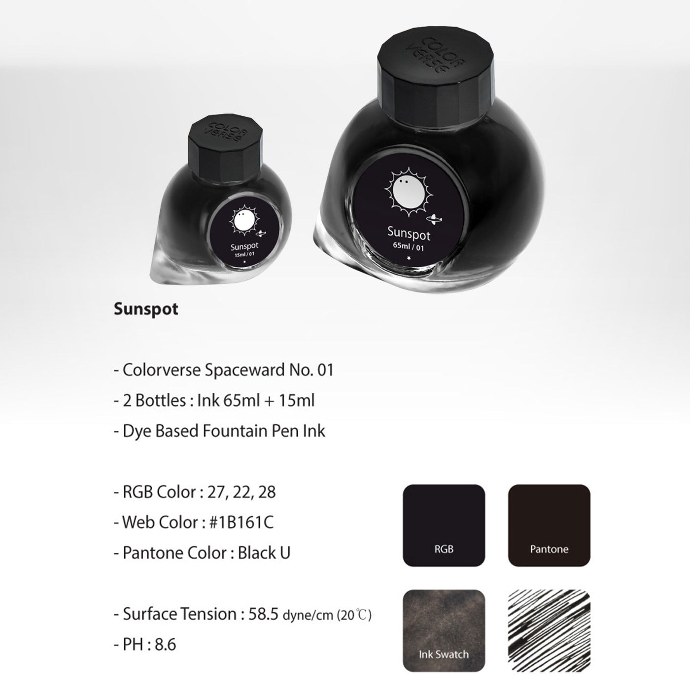 Colorverse Spaceward Sunspot Ink Bottle Black - 65ml + 15ml 2