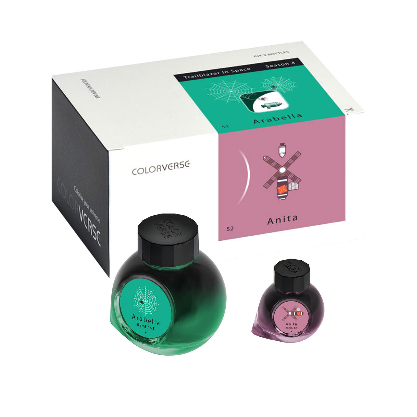 Colorverse Trailblazer in Space Arabella & Anita Ink Bottle Green (65ml) + Pink (15ml) 3