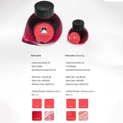 Colorverse Trailblazer in Space Felicette Ink Bottle Red (65ml) + Glistening Red (15ml) 2