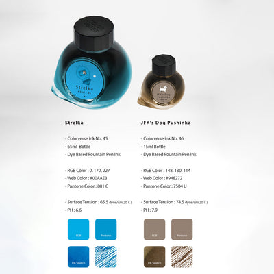 Colorverse Trailblazer in Space Strelka & JFK's Dog Pushinka Ink Bottle Blue (65ml) + Brown (15ml) 2