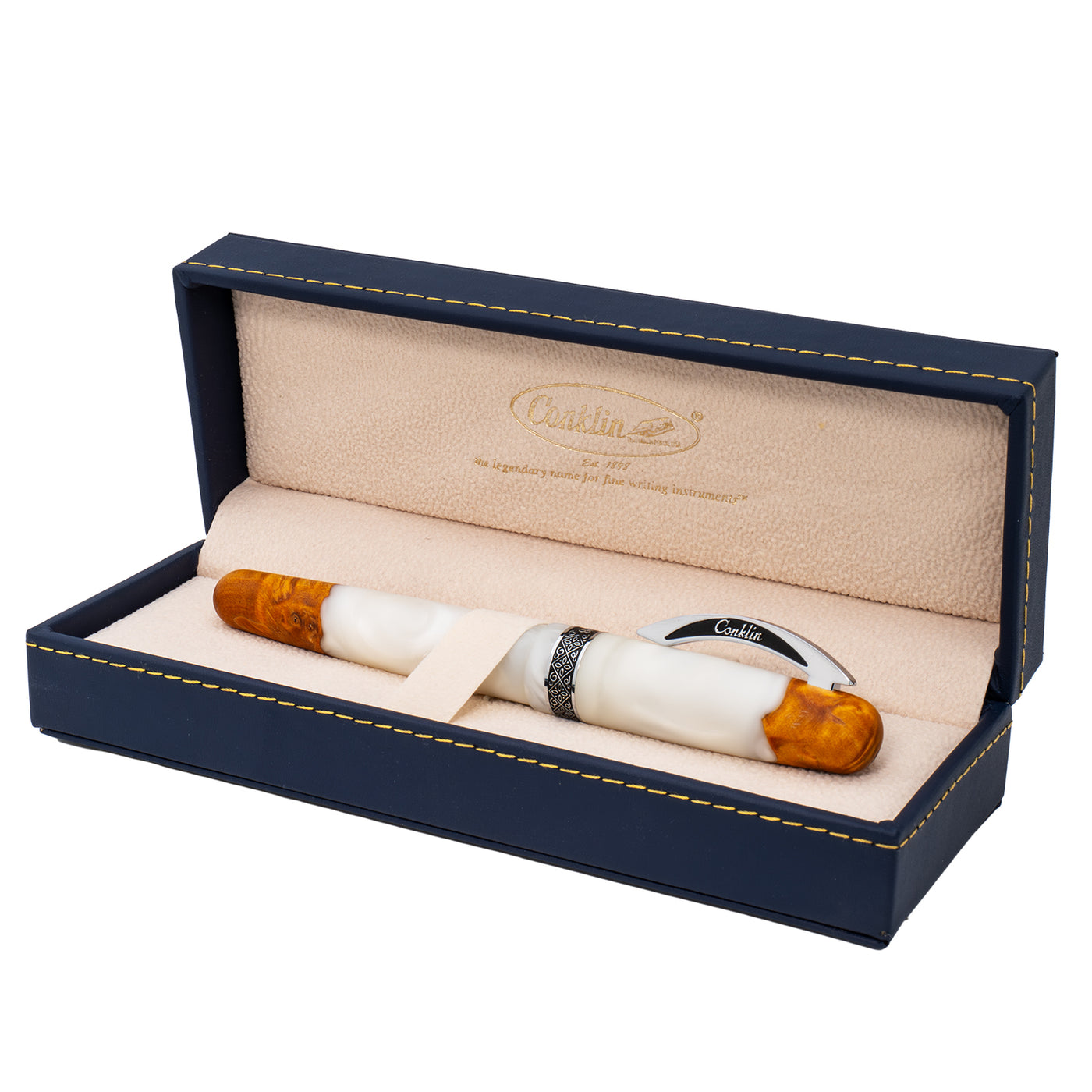 Conklin 1898 Roller Ball Pen - Spectra Fusion White CT (Limited Edition)