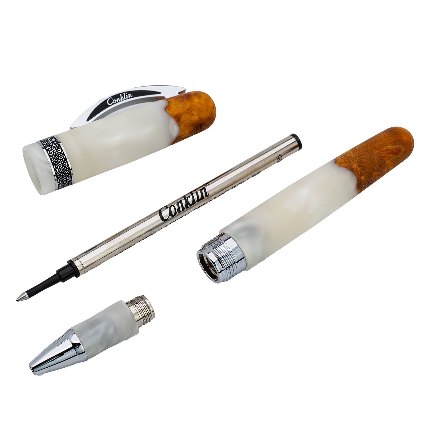 Conklin 1898 Roller Ball Pen - Spectra Fusion White CT (Limited Edition)