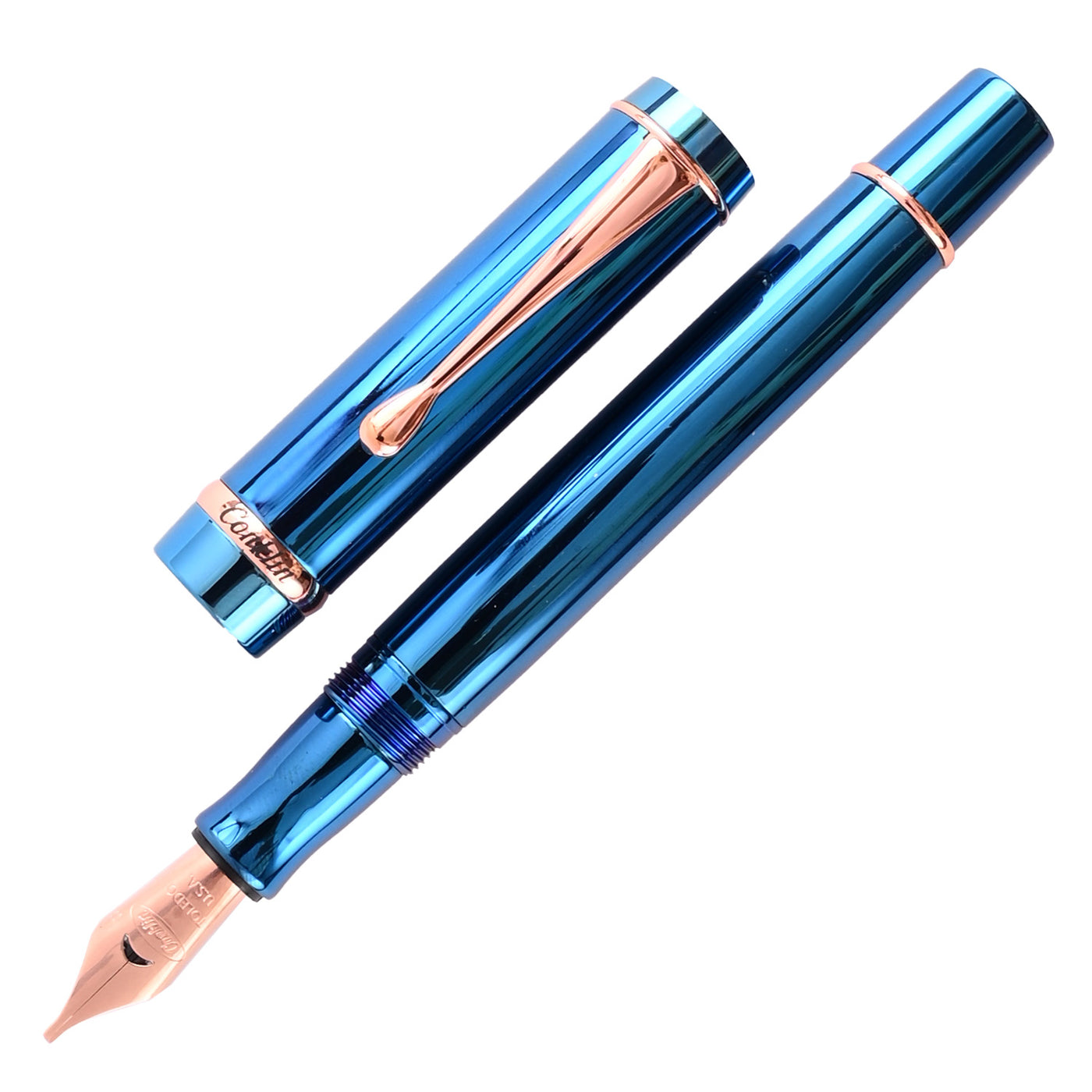 Conklin Duragraph Metal PVD Fountain Pen - Blue RGT 1