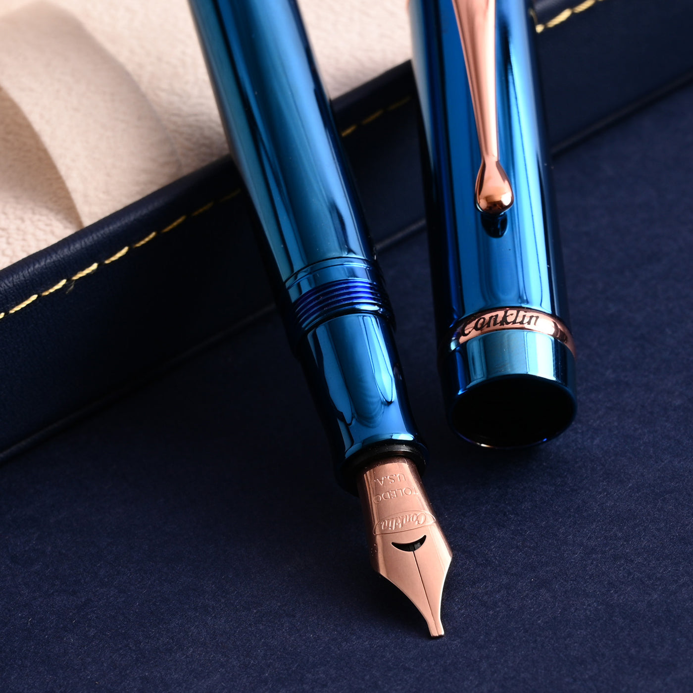 Conklin Duragraph Metal PVD Fountain Pen - Blue RGT 8