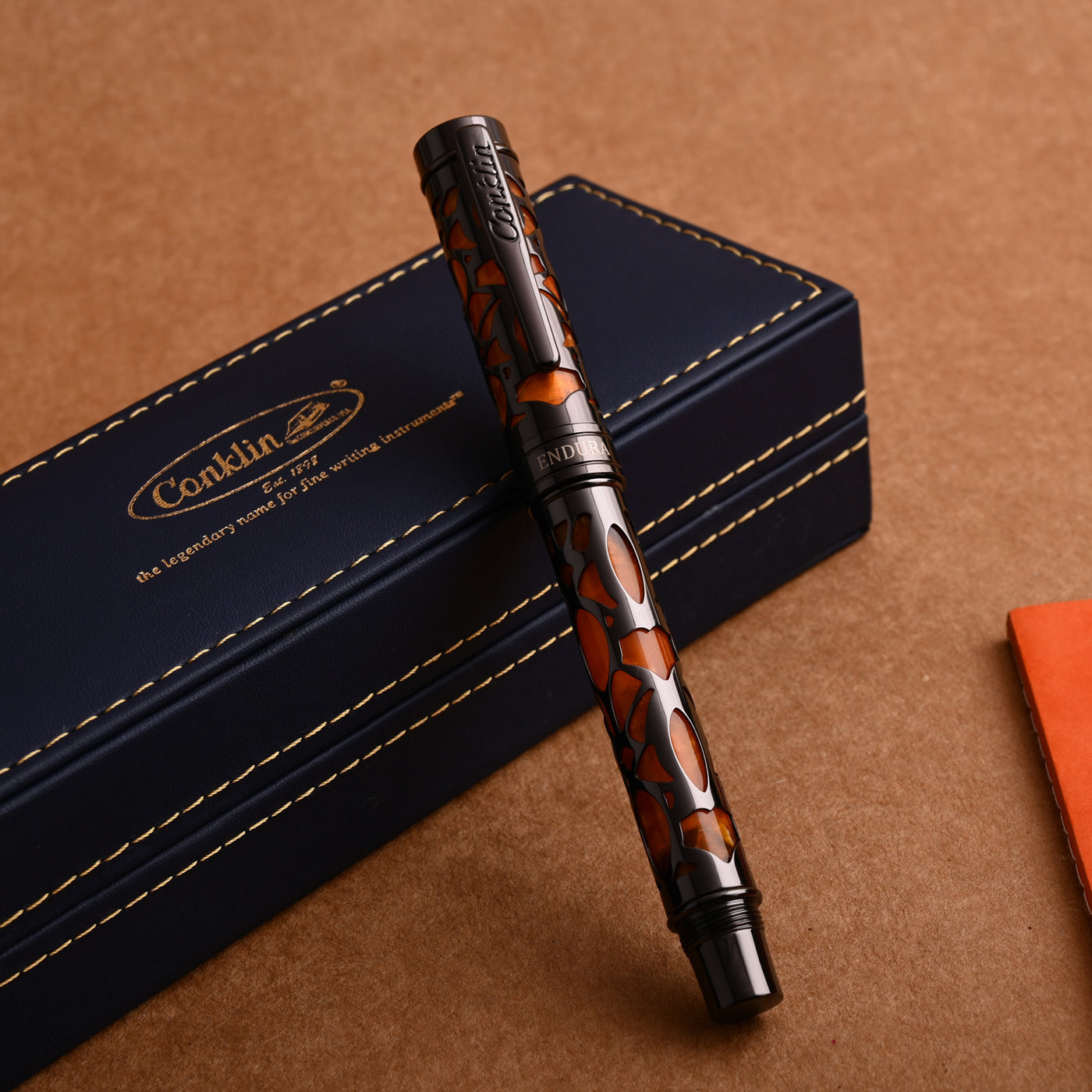 Conklin Endura Deco Crest Fountain Pen - Orange 15