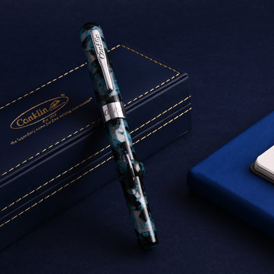 Conklin Mark Twain Cresent Filler Fountain Pen - Blue Array CT 10